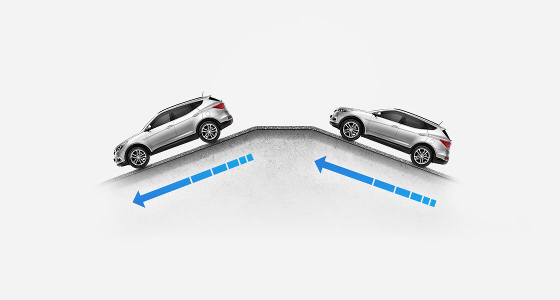 Santa fe driving up and down from the hill illustration