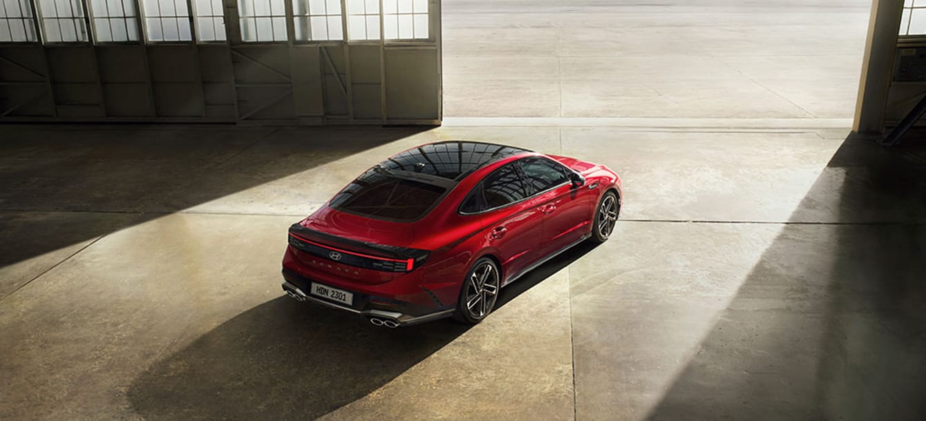 High angle image of red The new SONATA
