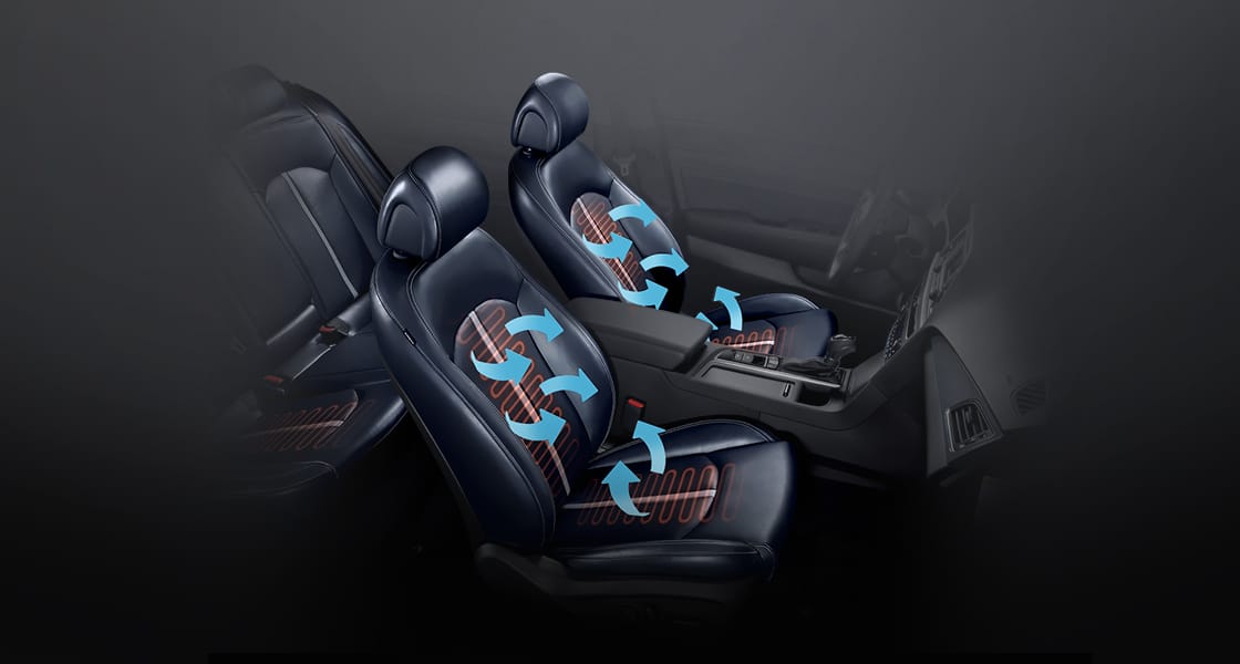 Seat warming and cooling air ventilation system illustrated