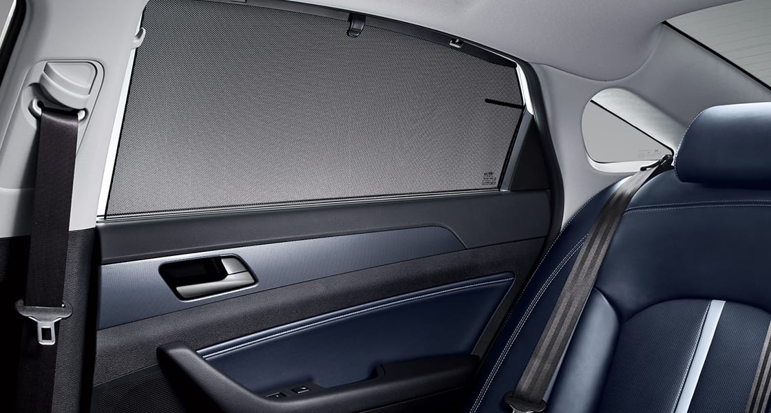 Rear door glass sunshade installed