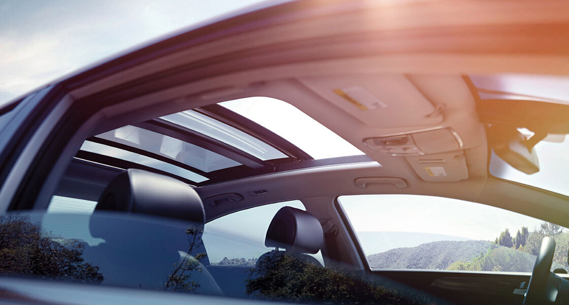 Sunroof opened on sunny day