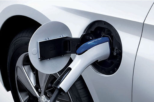 Closer view of Sonata plug-in hybrid getting charged through charging port