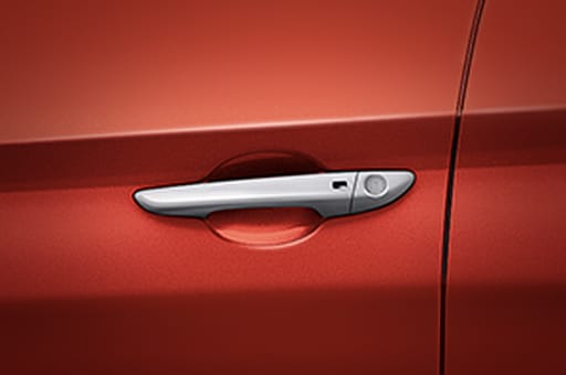 Closer view of chrome-coated outside handle