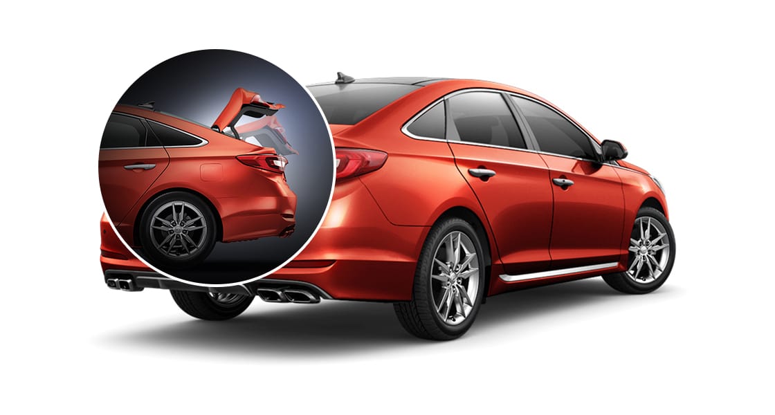 Side view of Sonata Turbo with trunk door opened