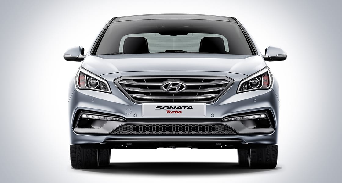 Front view of silver Sonata Turbo