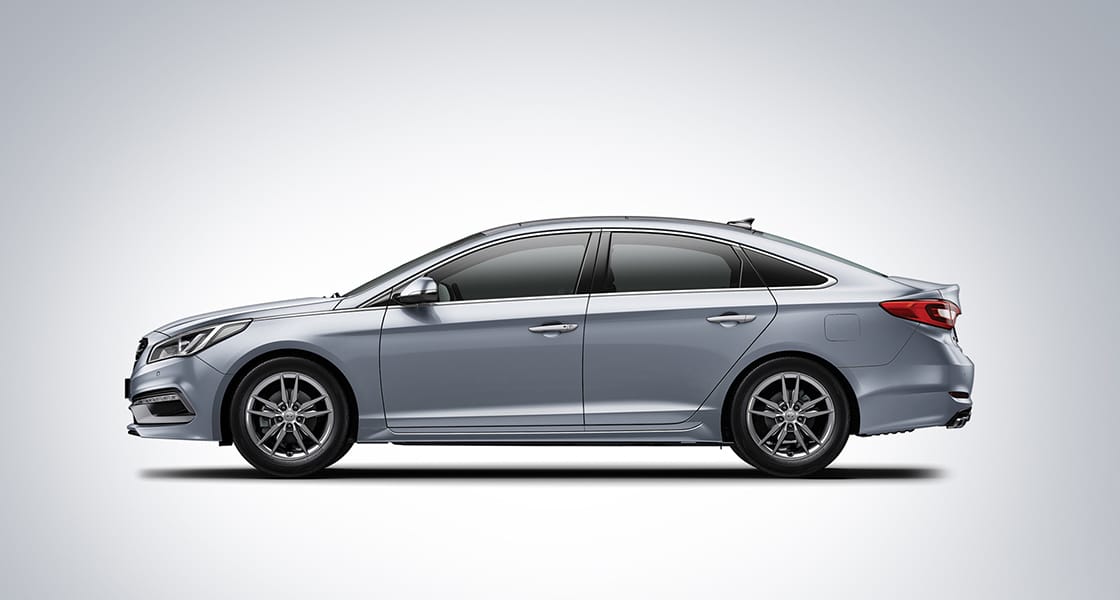 Left side view of silver Sonata Turbo