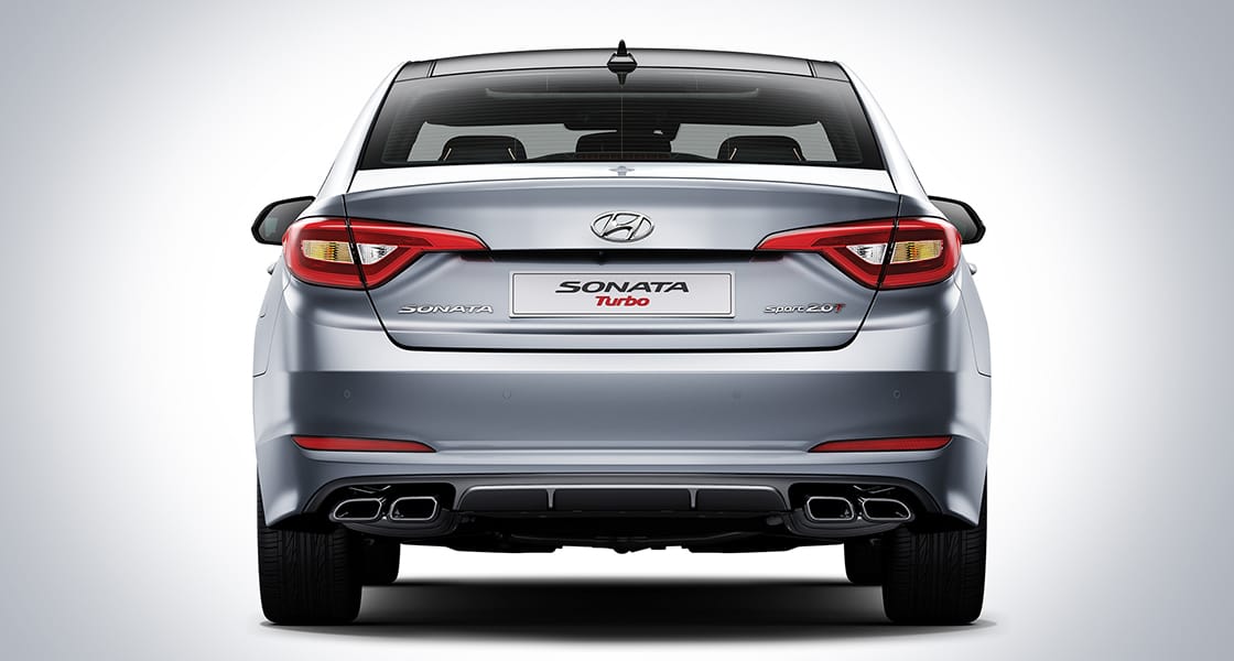 Rear view of silver Sonata Turbo