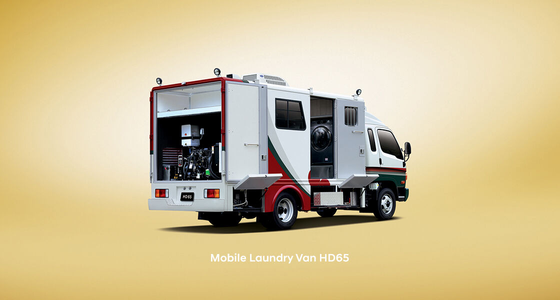 rear view image of mobile laundry van
