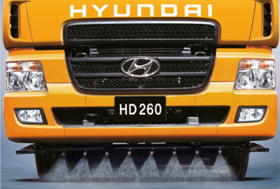front image of vacuum tank lorry's water spray arrays