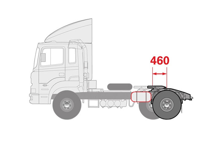 illustration of tracktor's wheel base increased by 460mm