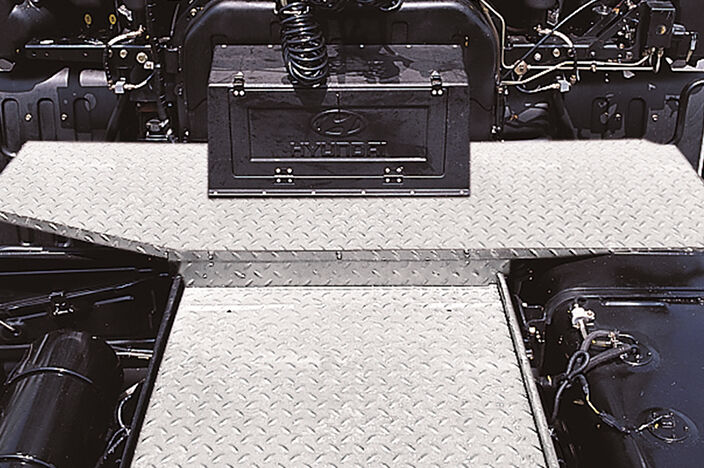 large platform consist of white metalic panels
