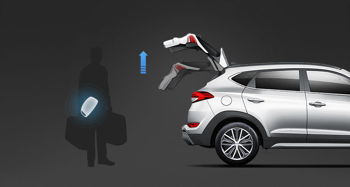 Sillouette of person standing infront of the trunk with door opened