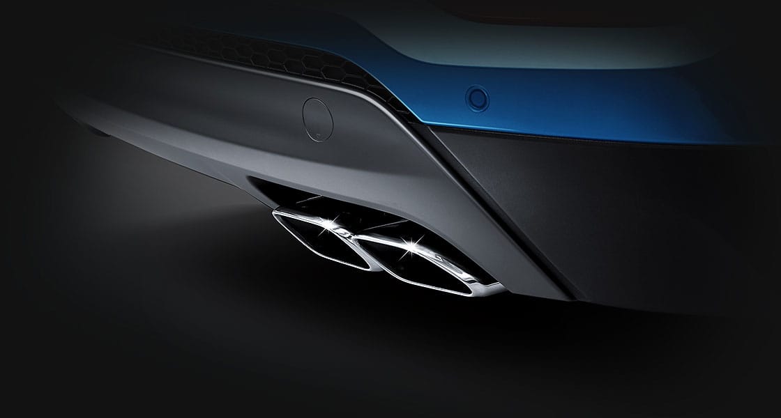 Closer view of dual mufflers