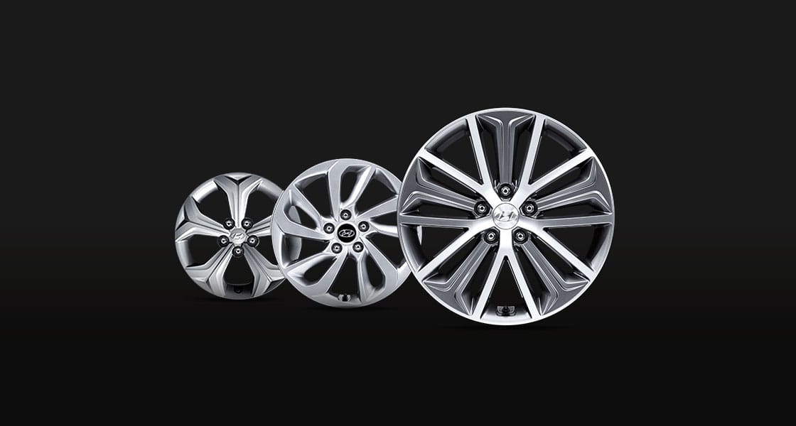 Three wheels in different design and sizes