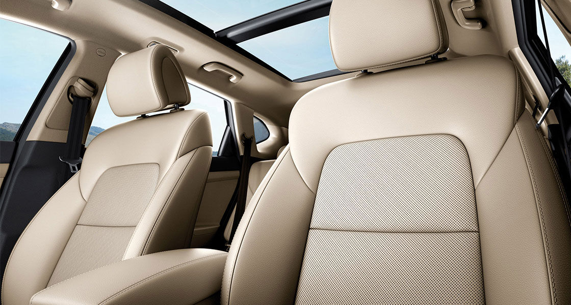 Beige color interior of front seats