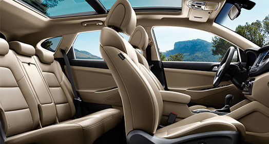 Beige color interior view of front seats from passenger's viewpoint