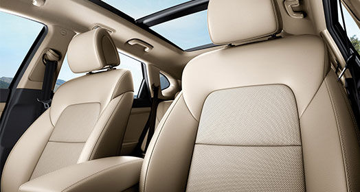 Beige color interior of front seats