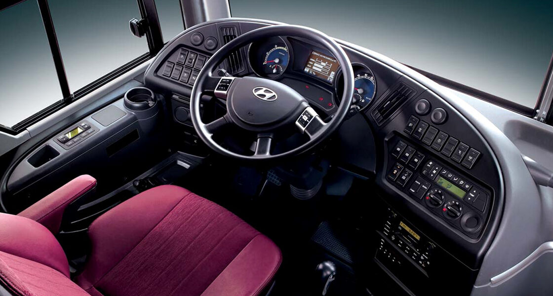 image of universe bus driver seat and instrument panel