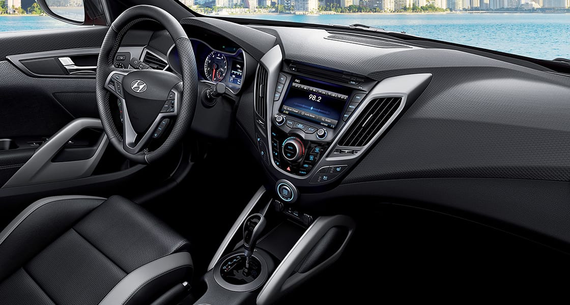 Front seat interior in black color