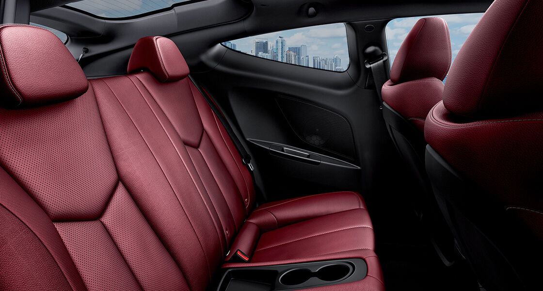 Burgundy color rear seats interior