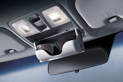 Sunglasses stored in the overhead console
