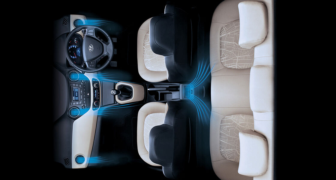 Full auto air conditioning system illustrated within the interior