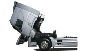 Cabina de Xcient inclinada hacia adelante