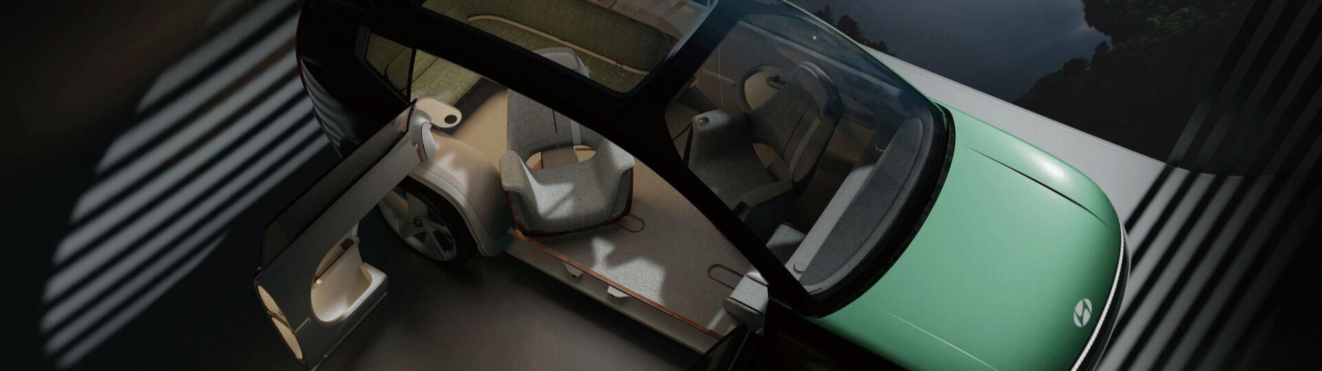 Design Philosophy : Concept car SEVEN with a view of the interior through the open door