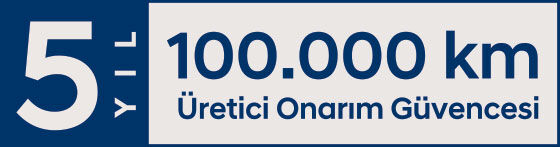 5 yıl 100.000 km garantisi.