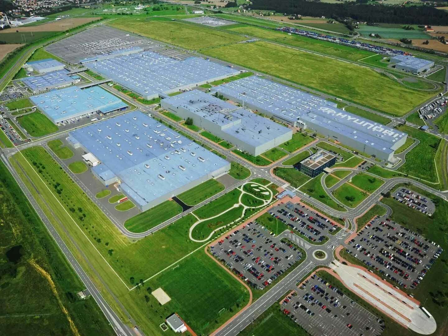  An aerial view of a Hyundai manufacturing facility.