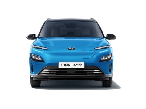 Daha keskin bir tasarıma sahip olan Gündüz Farları ile Yeni KONA Elektrik'in önden görünümü.