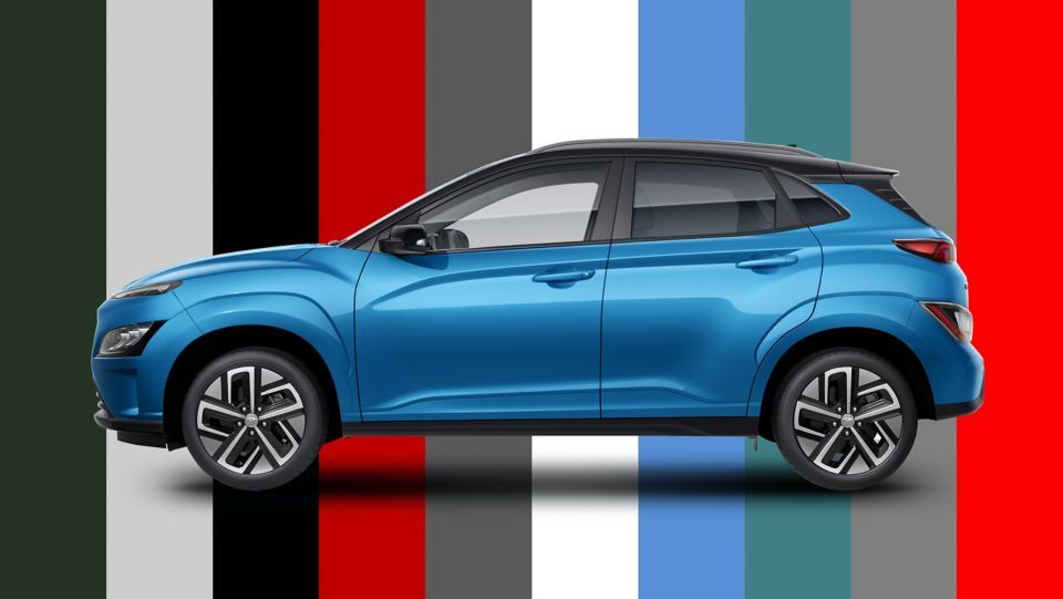 Altı yeni renk seçeneği ile Yeni KONA Elektrik'in renk yelpazesi.