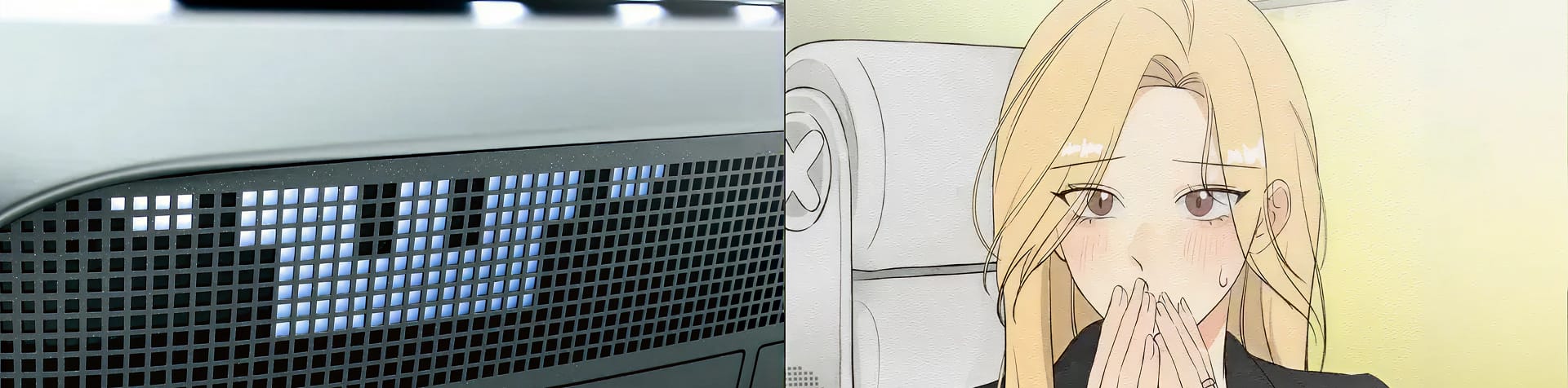 (left)The whimsical Mr. Pix appears inside the Hyundai Concept THREE, (right)The character, Ah-In, is one of the first protagonists in the new Hyundai webtoon story