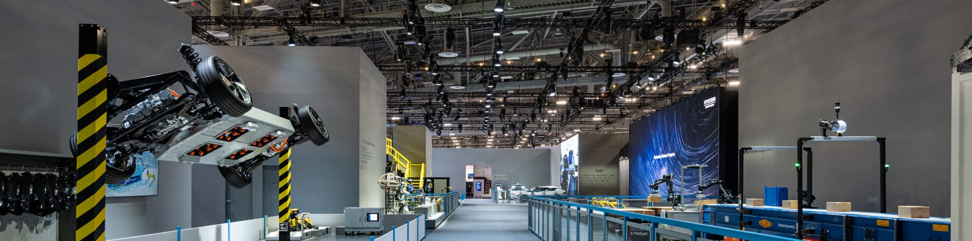 Visitors at the CES 2026 explore an exhibition featuring several of Hyundai’s AI robotics innovations.