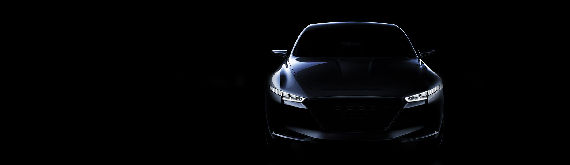 Silhouette of Hyundai’s concept car with headlamp on