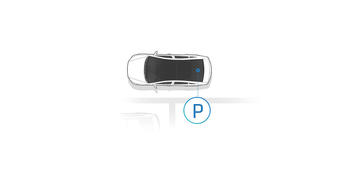 An illustration of a car from top view for Remote Parking Assist System