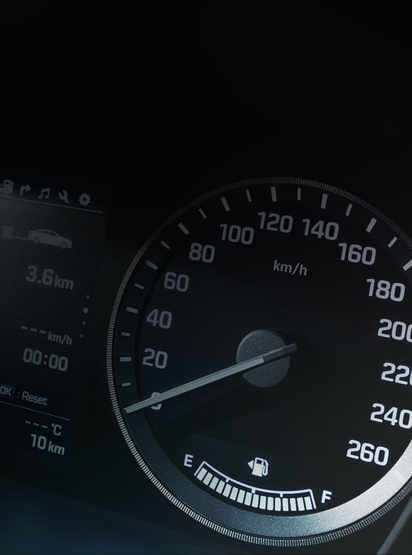 Image of an electronic instrument cluster.