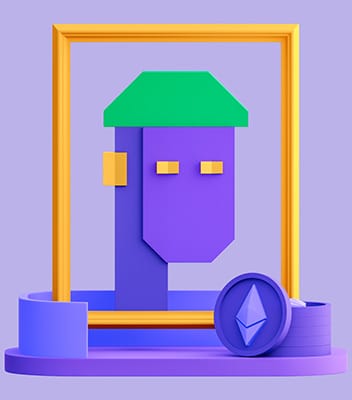 An image of a purple figure looks like holding a golden frame