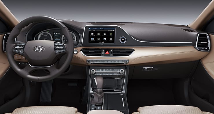 Front view of beige two tone interior