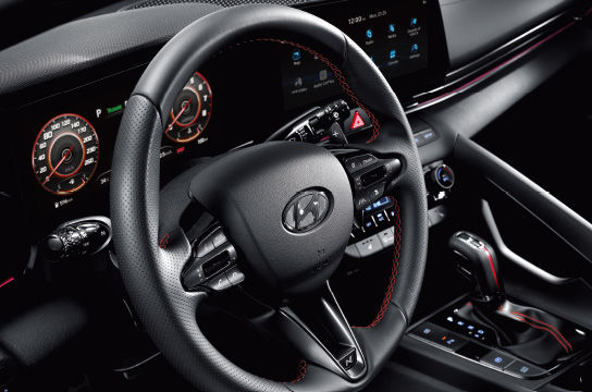 N Line exclusive sports steering wheel with extended paddle shifters
