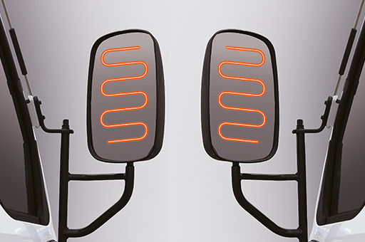 image of 2 side mirrors with heating coil side by side