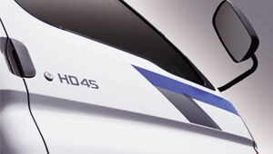 image of focused on cab's right door