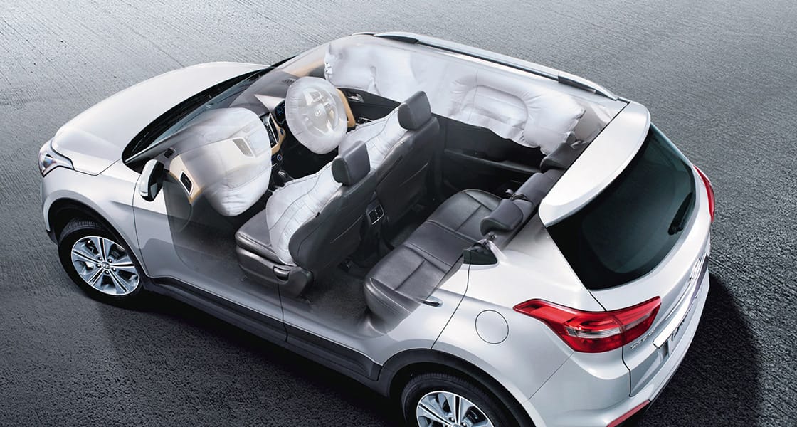Side top view of white Creta with see-throughable doors and sunroof to show the interior