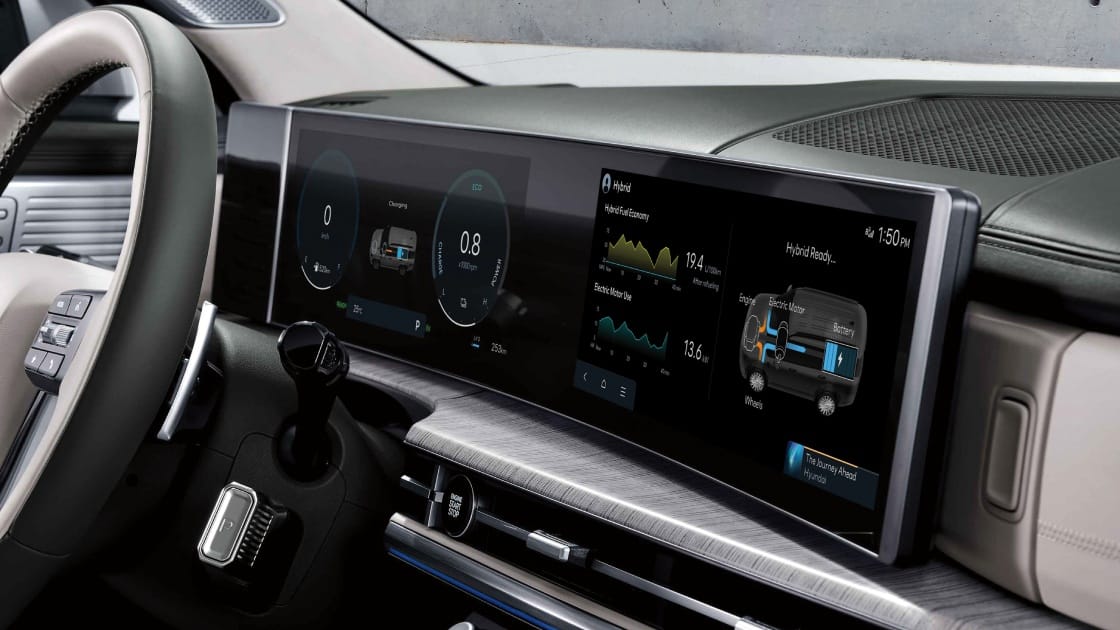 Santa Fe dashboard with dual 12.3-inch displays