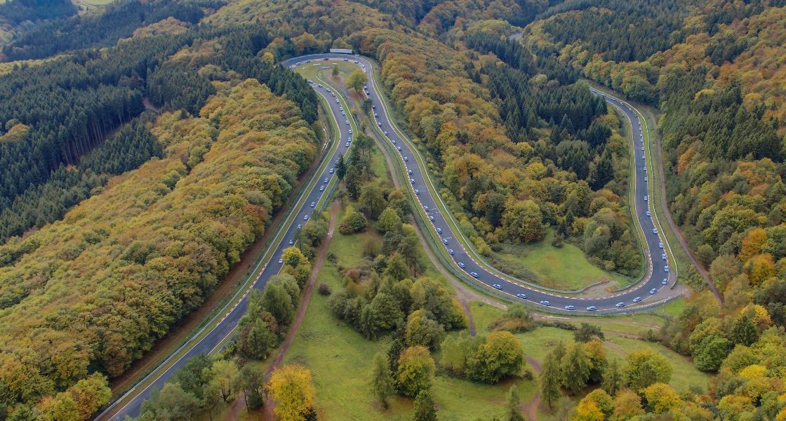 Aerial view of the Nürgburgring in Germany.
