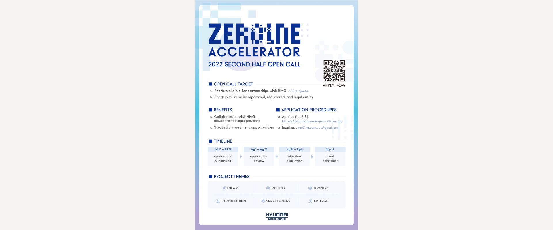 A poster of Hyundai ZER01NE, Hyundai open innovation