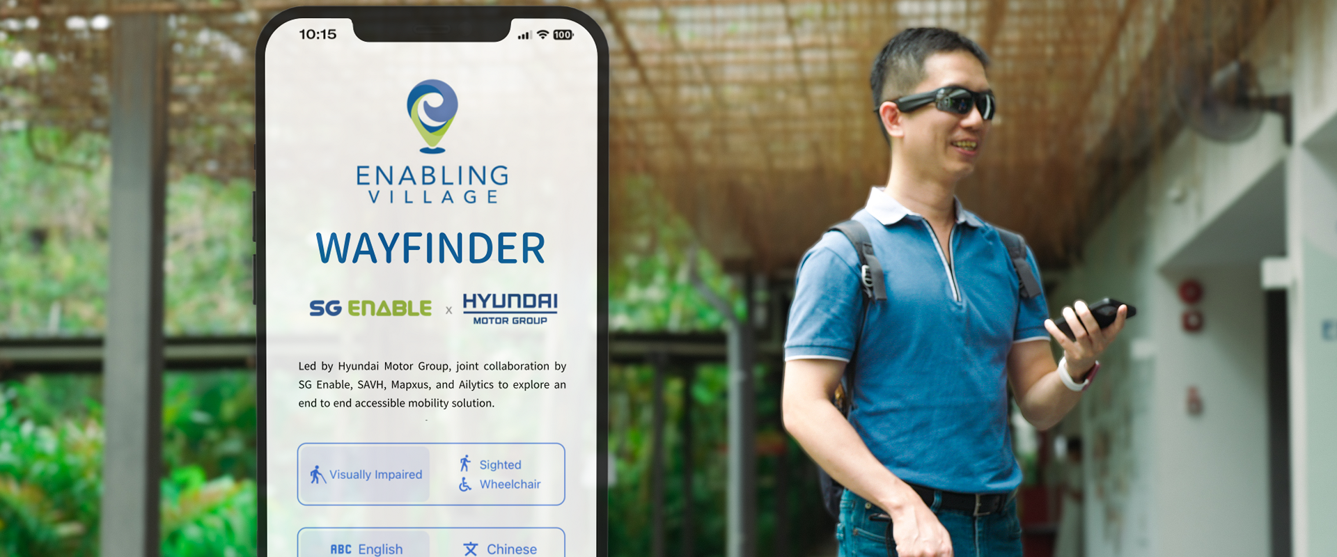 Hyundai Motor Group partnered with SG Enable and SAVH to demonstrate an indoor and outdoor navigation solution that assists persons with visual impairment in walking, at Enabling Village in Singapore.