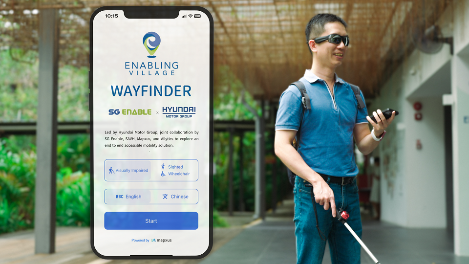 Hyundai Motor Group partnered with SG Enable and SAVH to demonstrate an indoor and outdoor navigation solution that assists persons with visual impairment in walking, at Enabling Village in Singapore.