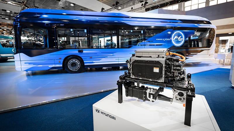 Iveco Group and Hyundai Motor Company unveil a new hydrogen city bus at Busworld trade show in Brussels