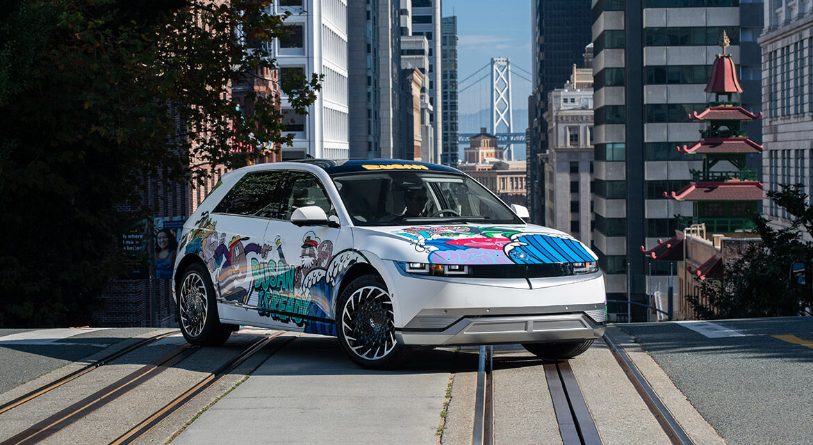 Hyundai Motor Group's art cars are being displayed at Portero Hill, San Francisco, California